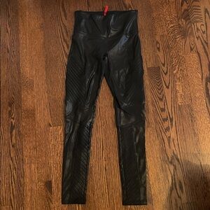 SPANX MOTO Black Leather Leggings Medium